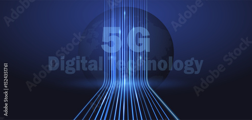 A futuristic backdrop for wireless data transmission using 5g technology. High-speed technology. wireless data transmission. The Internet in an abstract form. Vector EPS 10.