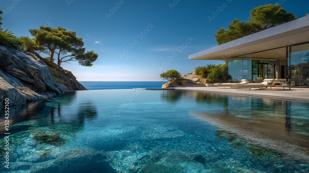 Fototapeta premium Beach Villa, Resort at the Sea, Vacation Home, Pool Villa, Infinity Pool