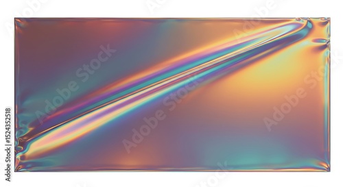 iridescent metallic foil with rainbow reflections, isolated on white background

