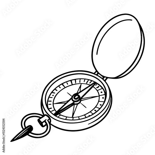 Detailed Compass Line Art Navigation Exploration Design Vector Graphic