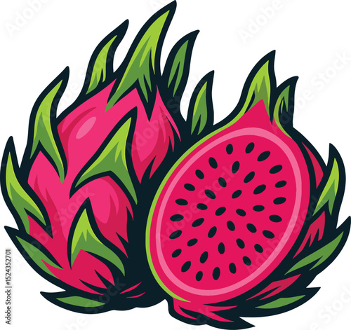 "Tropical Dragon Fruit Artwork – Healthy Food Graphic Design"
