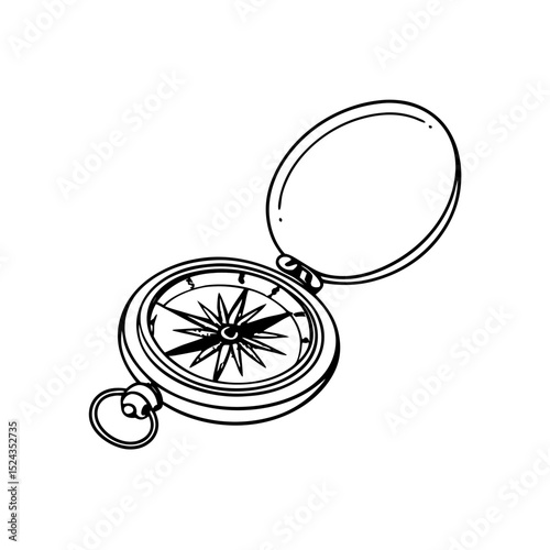 Compass Hand Drawn Vector Nautical Navigation Travel Guide
