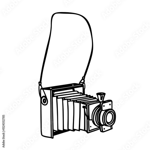 Vintage Folding Camera Vector Illustration Photography Icon