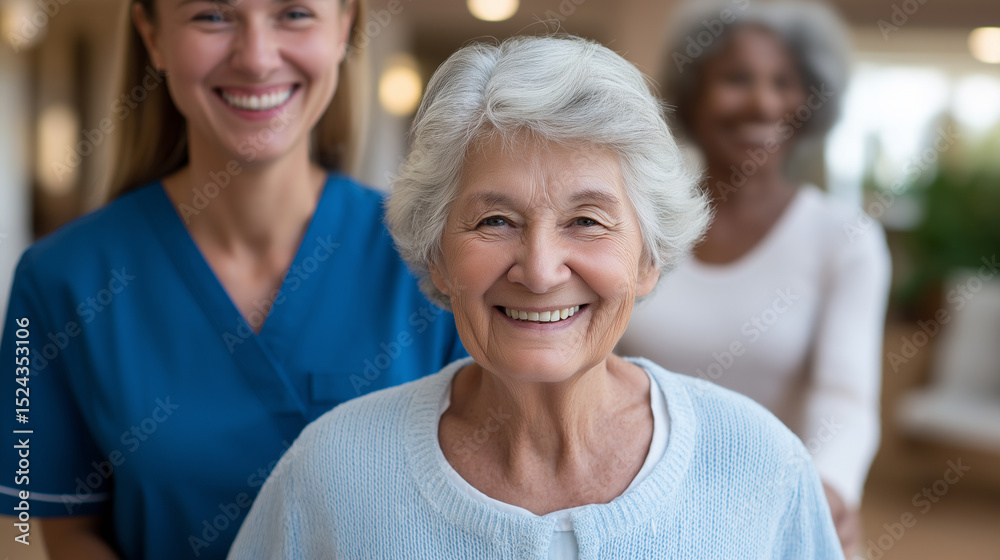 Nurse Assisting Senior Woman in a Caring Nursing Home Environment Nurse Assisting Senior Woman in a Caring Nursing Home Environment