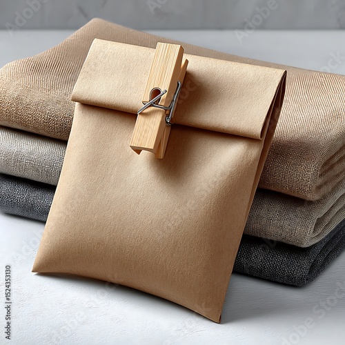 Eco friendly paper bag on fabric high resolution picture