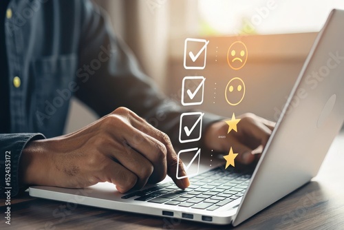 Online survey being completed on a laptop