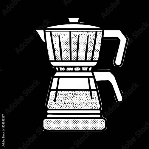 Moka Pot Illustration on Black Background

