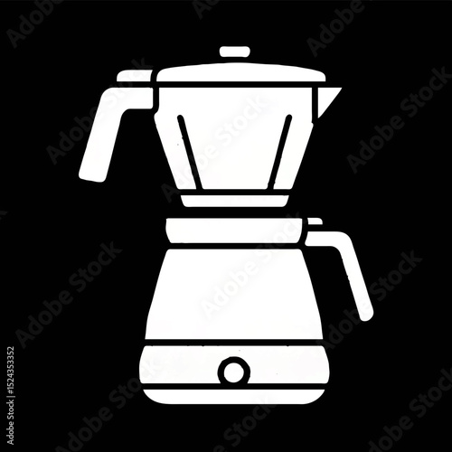 Moka Pot Illustration on Black Background

