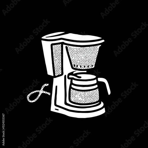 Moka Pot Illustration on Black Background
