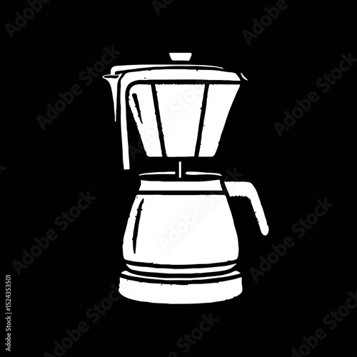 Moka Pot Illustration on Black Background

