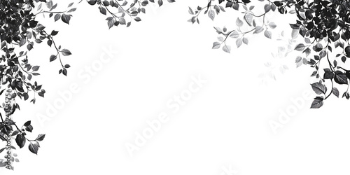 Elegant black and white leaves frame
