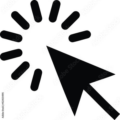 Clicking the Icon: A stark, minimalist rendering of a computer cursor icon, with a radiating effect, inviting interaction and signifying digital navigation. 