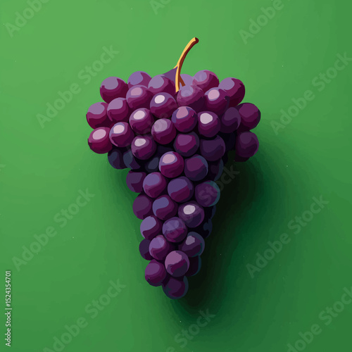 Purple Grapes Hang Isolated on Green Backdrop

