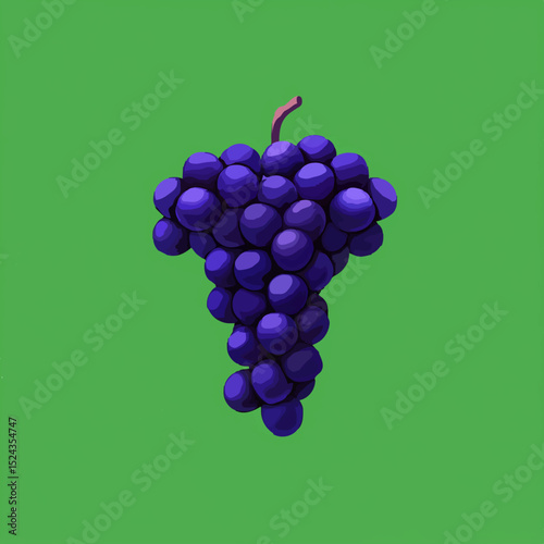 Purple Grapes Hang Isolated on Green Backdrop

