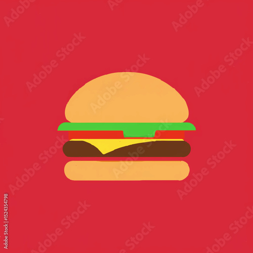 Burger with cheese on a red background

