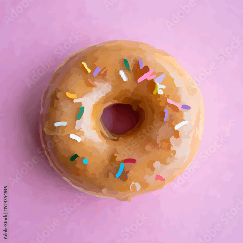 Sprinkled Donut on Pink Background, Delicious Treat

