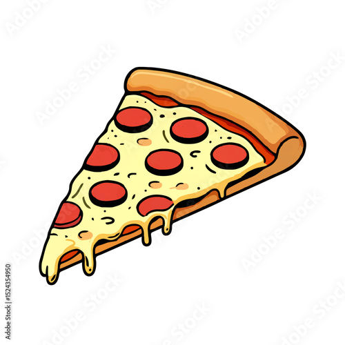 Pepperoni Pizza Slice with Dripping Cheese

