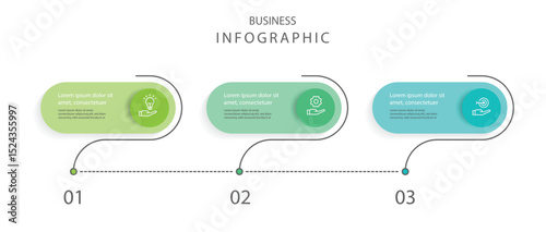 3 step infographic template. Business information graphic with icons. Label presentation with 3 option.