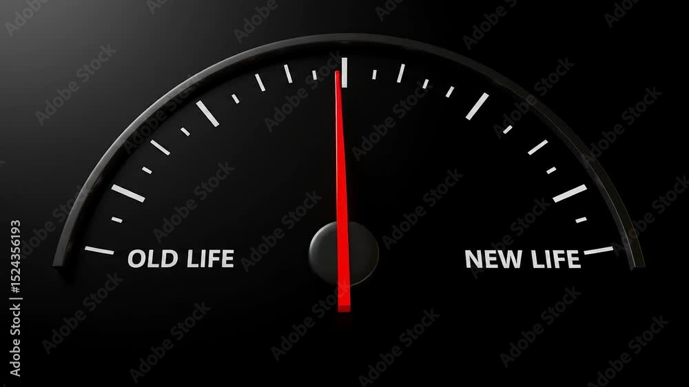 Close up of a speedometer with a red needle pointing to the new life mark