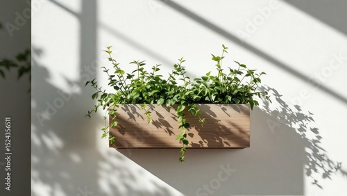 Modern Minimalist Wall-Mounted Planter with Lush Greenery