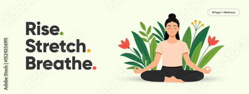 Illustration of an International Yoga Day. Ideal for web banners, posters, print designs, and social media wellness campaigns on June 21