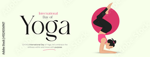 Illustration of an International Yoga Day. Ideal for web banners, posters, print designs, and social media wellness campaigns on June 21