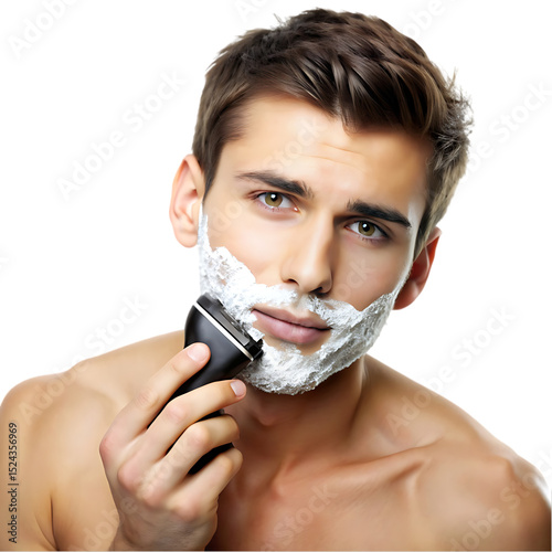 Perfect Shave: Close-Up of Man Using Electric Razor