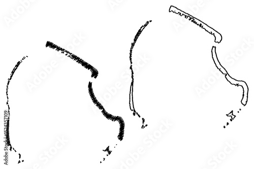Manuae island (France, French Republic, Pacific Ocean, Society Islands Archipelago, French Polynesia) map vector illustration, scribble sketch Manua'e or Scilly map