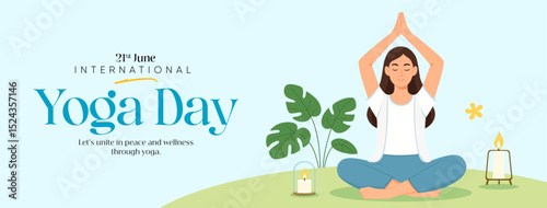 Illustration of an International Yoga Day. Ideal for web banners, posters, print designs, and social media wellness campaigns on June 21