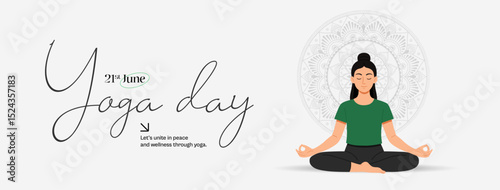 Illustration of an International Yoga Day. Ideal for web banners, posters, print designs, and social media wellness campaigns on June 21
