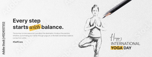 Illustration of an International Yoga Day. Ideal for web banners, posters, print designs, and social media wellness campaigns on June 21