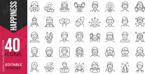 "Joyful Moments: A Grid of 50 Happiness Icons"


