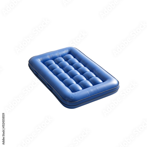 Blue Inflatable Pool Mattress isolated on a transparent background, in a PNG format