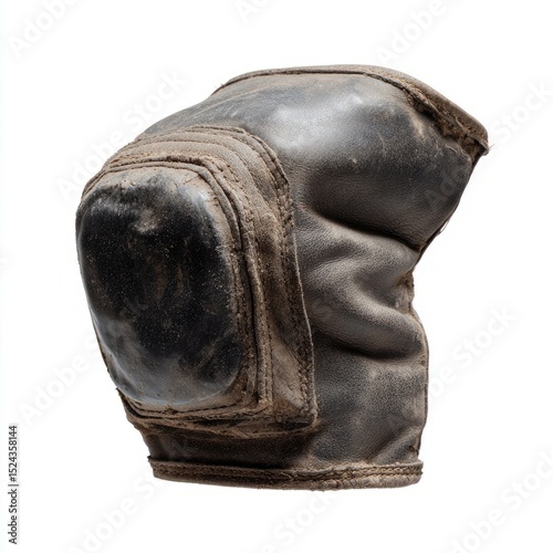 Worn leather knee pad sculpting tales of bygone construction adventures, embodying rugged endurance, reminiscent of Labor Day resilience and Tool Appreciation Week