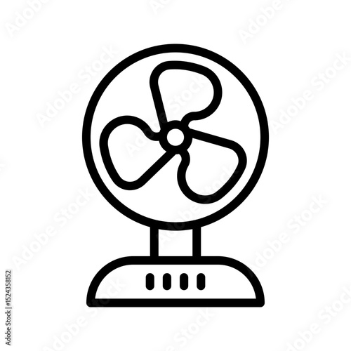 Home Appliance icon. Electric Fan outline icon. Suitable for home apps, cooling UI, and ventilation systems.