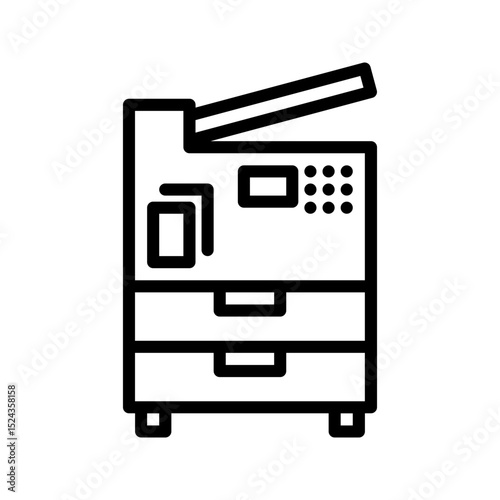 Home Appliance icon. Copier outline icon. Suitable for office apps, home UI, and document management systems.