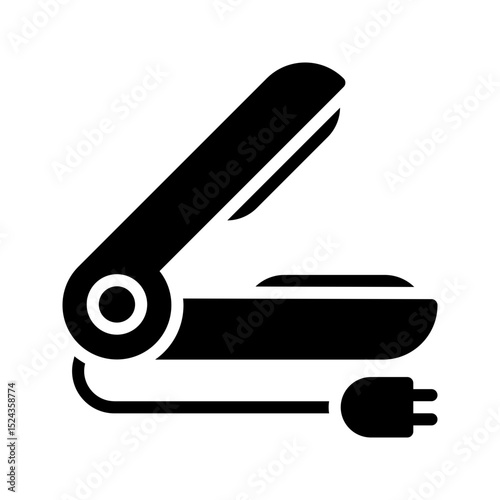 Home Appliance icon. Hair Straightening glyph icon. Suitable for beauty apps, home UI, and styling tools.