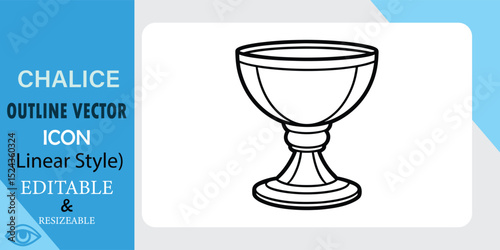Elegant Chalice Icon Holy Grail Vessel Outline Simple Vector