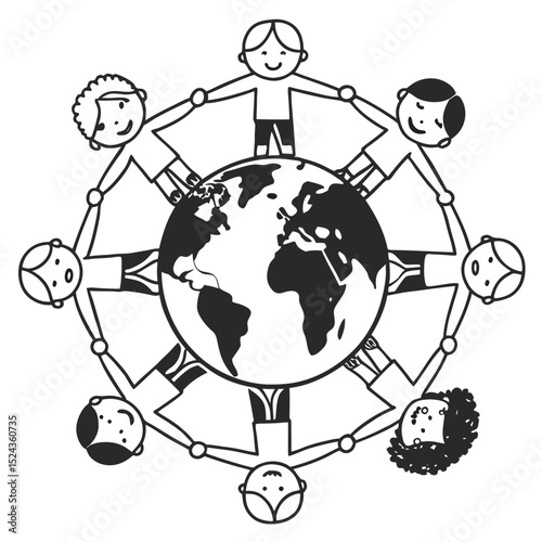 World Unity Circle Multicultural People Holding Hands Vector Art international day of peace background global unity harmony