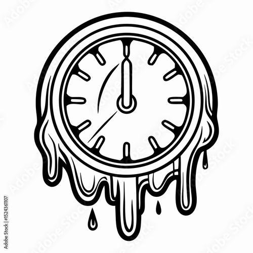 Melting Clock Illustration: Time Passing Graphic Design