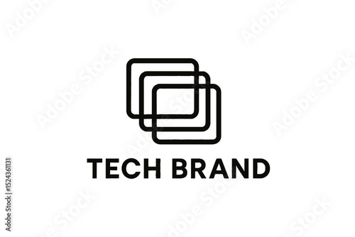 Simple logo design for tech brand with overlapping squares  