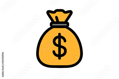 Money bag icon with dollar sign in flat minimalist style  