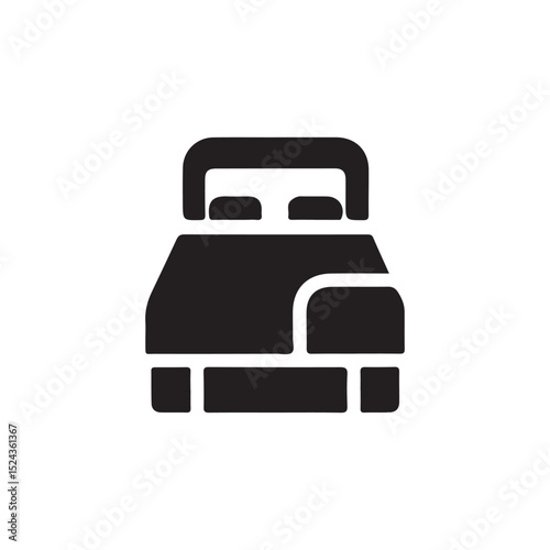 Simple Black and White Bed Icon.A clean, minimalist icon of a bed.
