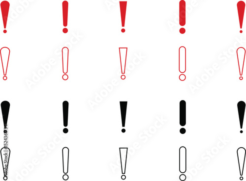 Exclamation mark icon set isolated on transparent background. Precautions circle symbol design. Emergency Warning Sign collection vector illustration. Speech bubble with exclamation mark.