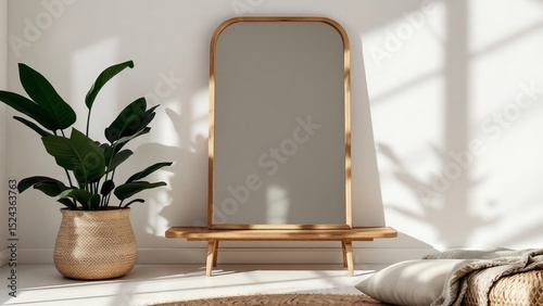 Full Length Arch Mirror with Wooden Frame Modern Home Decor
