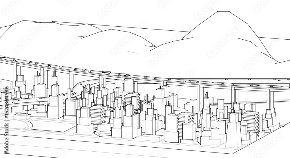 Obraz premium modern city concept highway 3d illustration