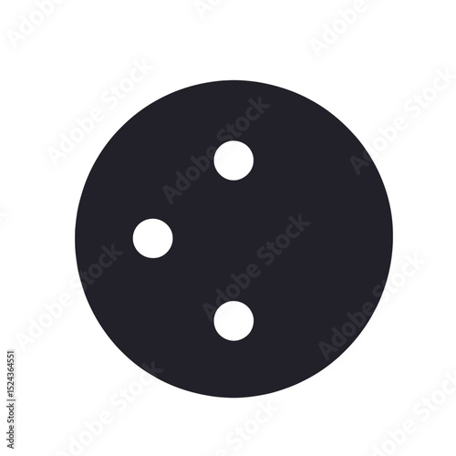 Bowling Ball Icon- Sports Equipment Illustration- Black Ball with Three Holes- Simple Graphic Design- Vector Image for Bowling Themes- Bowling Alley Decor- Recreation Symbol