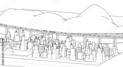 modern city concept highway 3d illustration