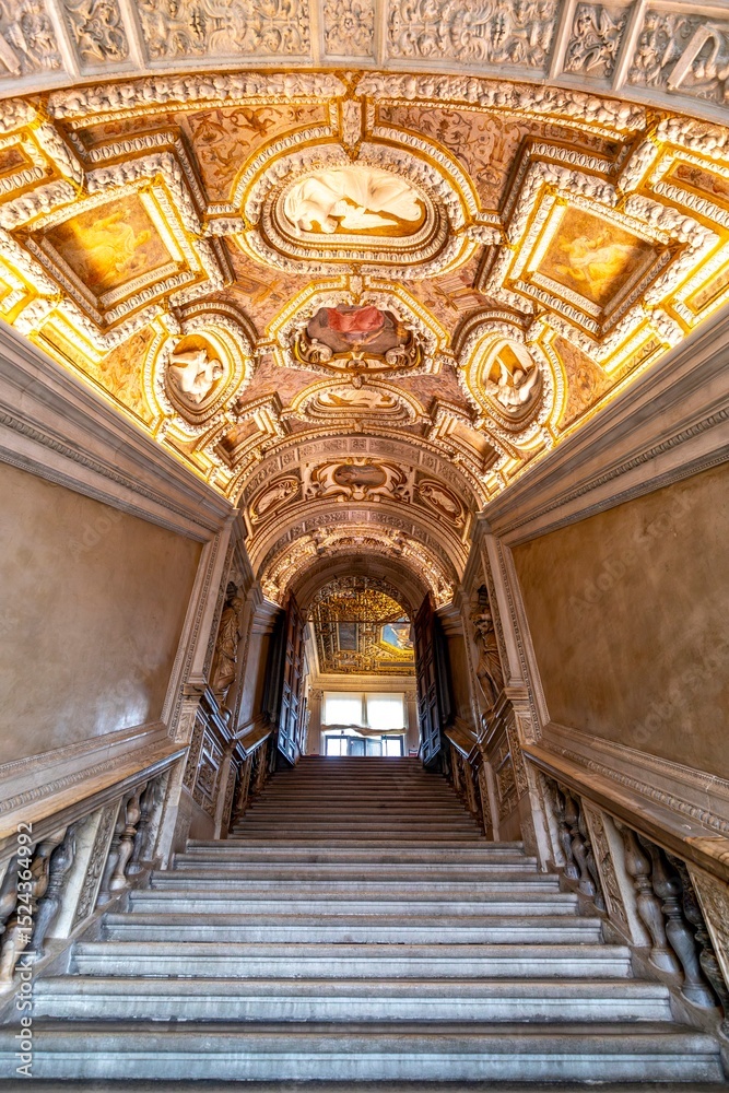 Fototapeta premium Venice, Italy - February 6, 2025: Scala dei Giganti (Giants' Staircase) inside the Doge's Palace (Palazzo Ducale) in Venice, Italy