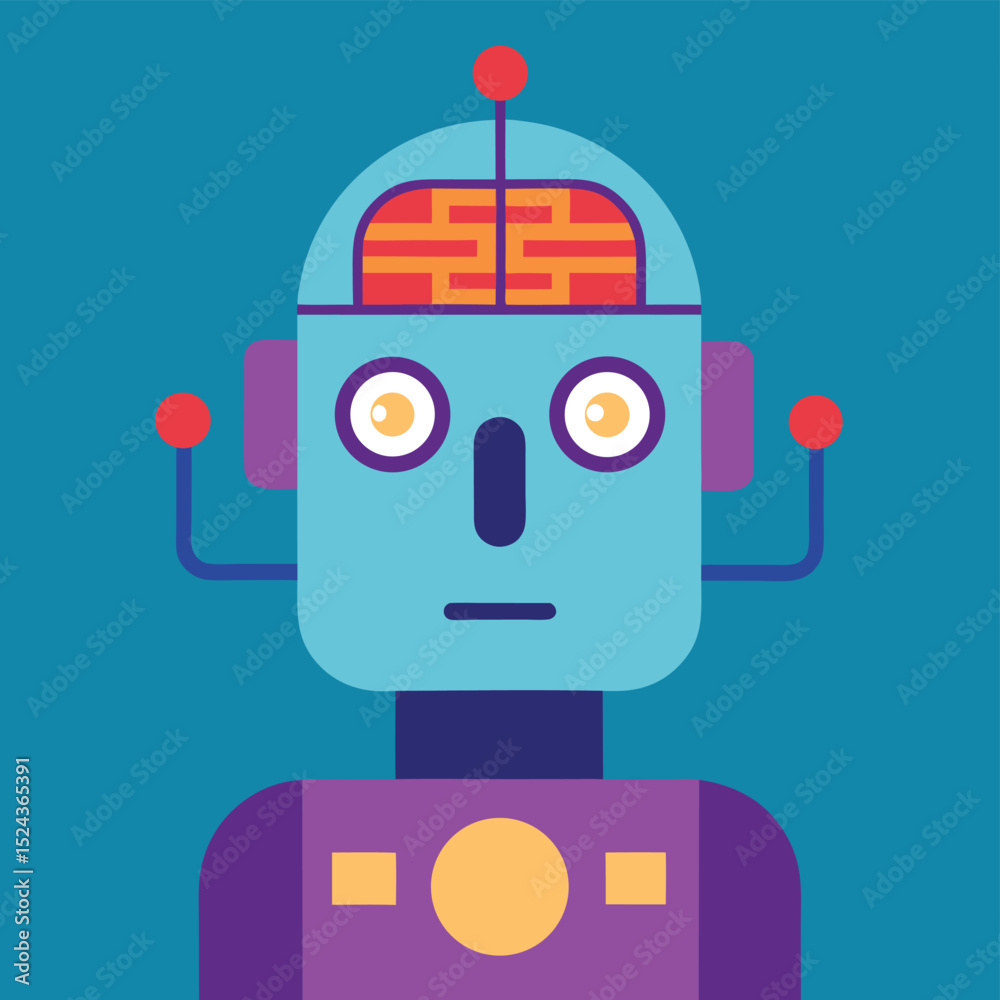 Fototapeta premium Friendly Robot Illustration AI and Technology